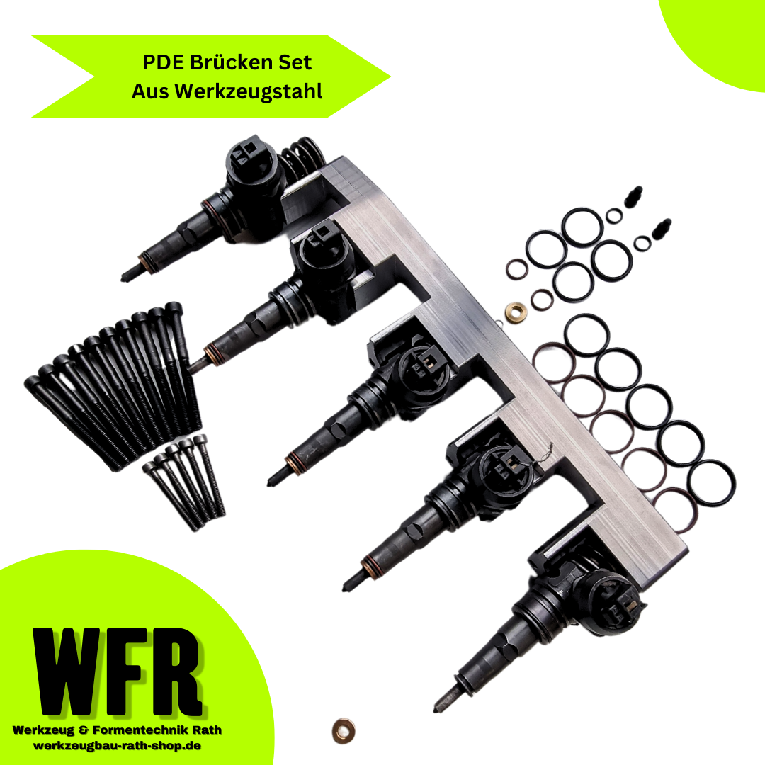 All-in-One-Set: WFR PDE-Brücke + Verstärkte VITON Dichtungen + PDE-Montagesatz für 5-Zylinder (VW T5 2.5 TDI - alle Kennbuchstaben)